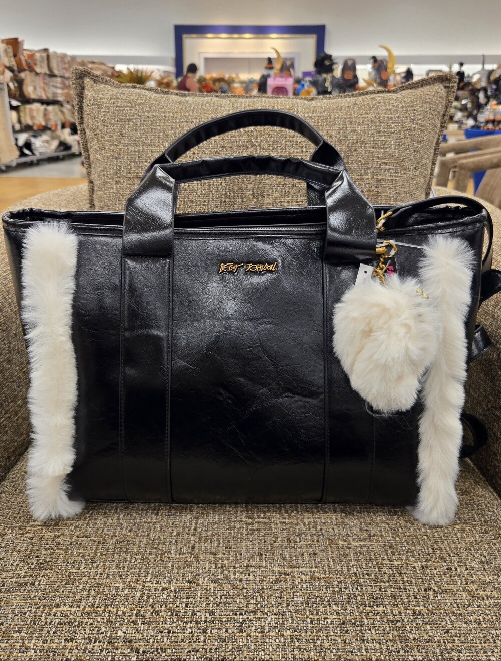 Betsey Johnson Fur Trim Tote Handband